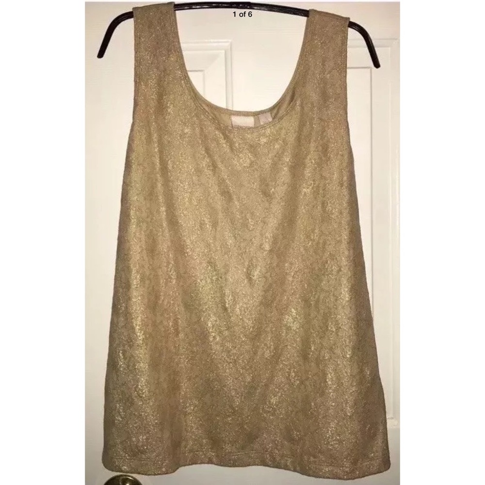 Chico’s Foil Lace Gold Tank Top